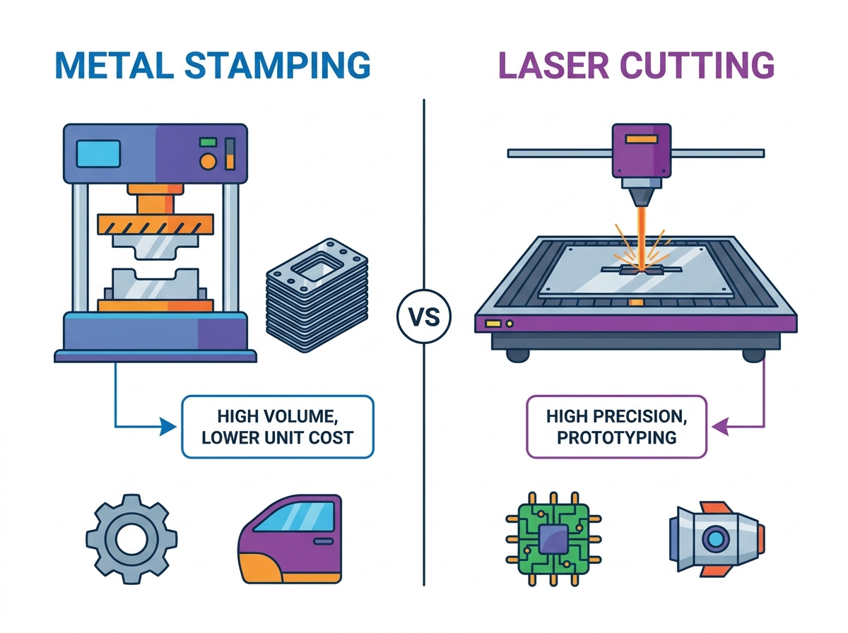 Vergelijking van metaalstempelen versus lasersnijden bij de fabricage van plaatmetaal